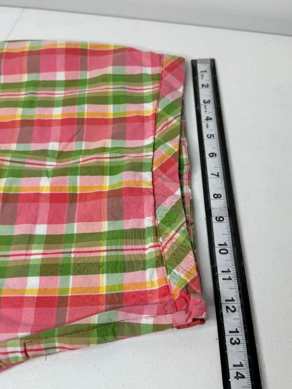 Gymboree Girls Size 12 Plaid Skort Pink Green Bow Mini Skirt Shorts